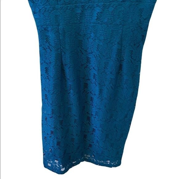 DORORTHY PERKINS Teal Lace Lined Sweetheart Short Sleeve Knee Length Dress 12UK - Picture 10 of 12